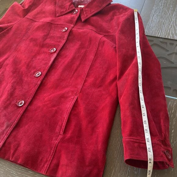CHEROKEE Vintage Women’s Size XL Red Suede Leather Jacket Coat Button Up GUC - Picture 8 of 16